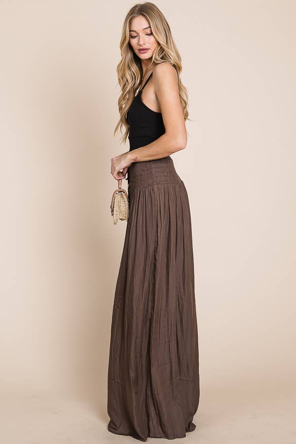 Ruched waist wide resort pants