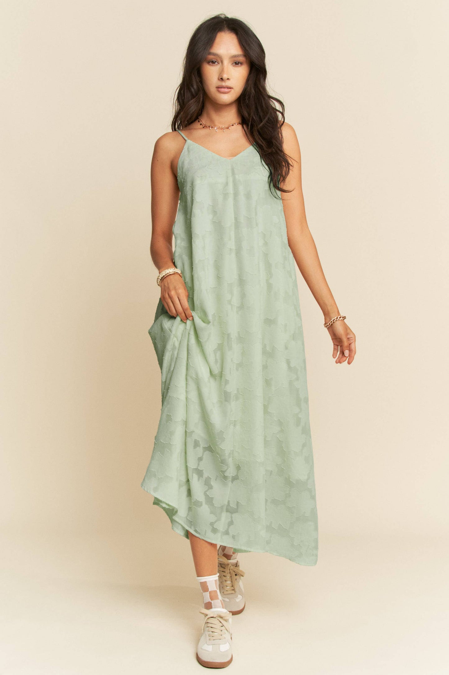 FLORAL EMBROIDERED MAXI SLIP DRESS