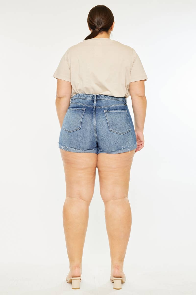 PLUS HIGH RISE MENDED SHORTS