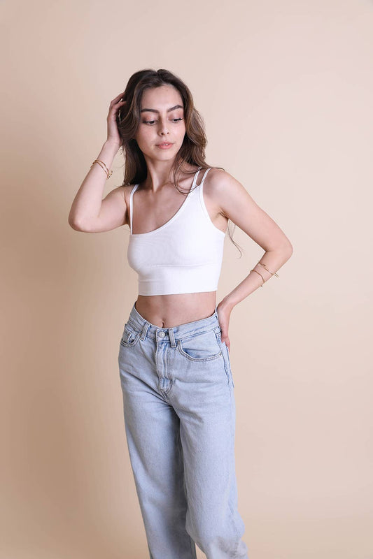 Shoulder Strap Brami Top - Not So Basic: White