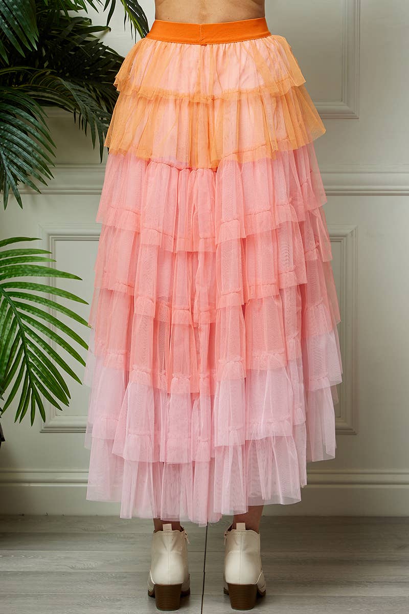 High Low Tiered Tulle Skirt: One Size