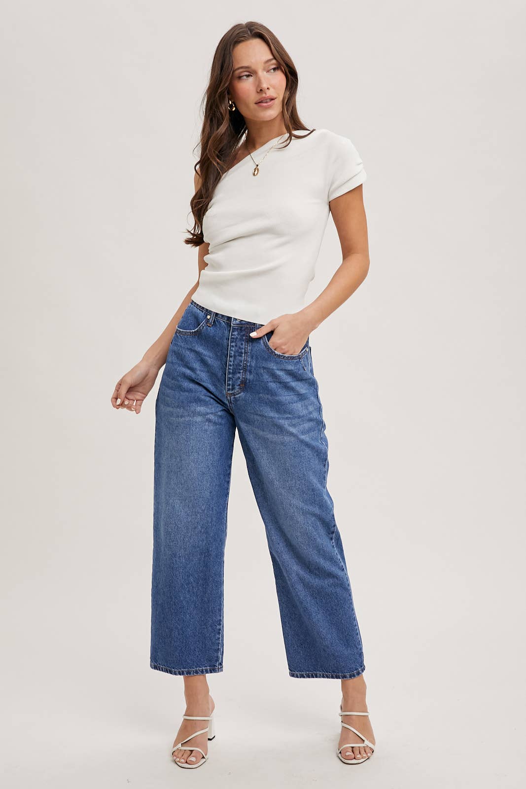 DRAPED ONE SHOULDER KNIT TOP