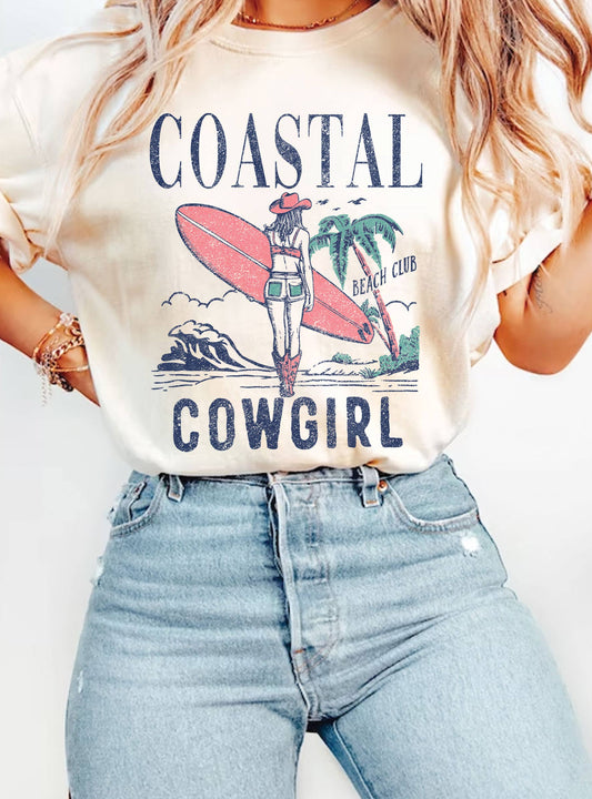 COASTAL COWGIRL GRAPHIC TSHIRTS : NATURAL