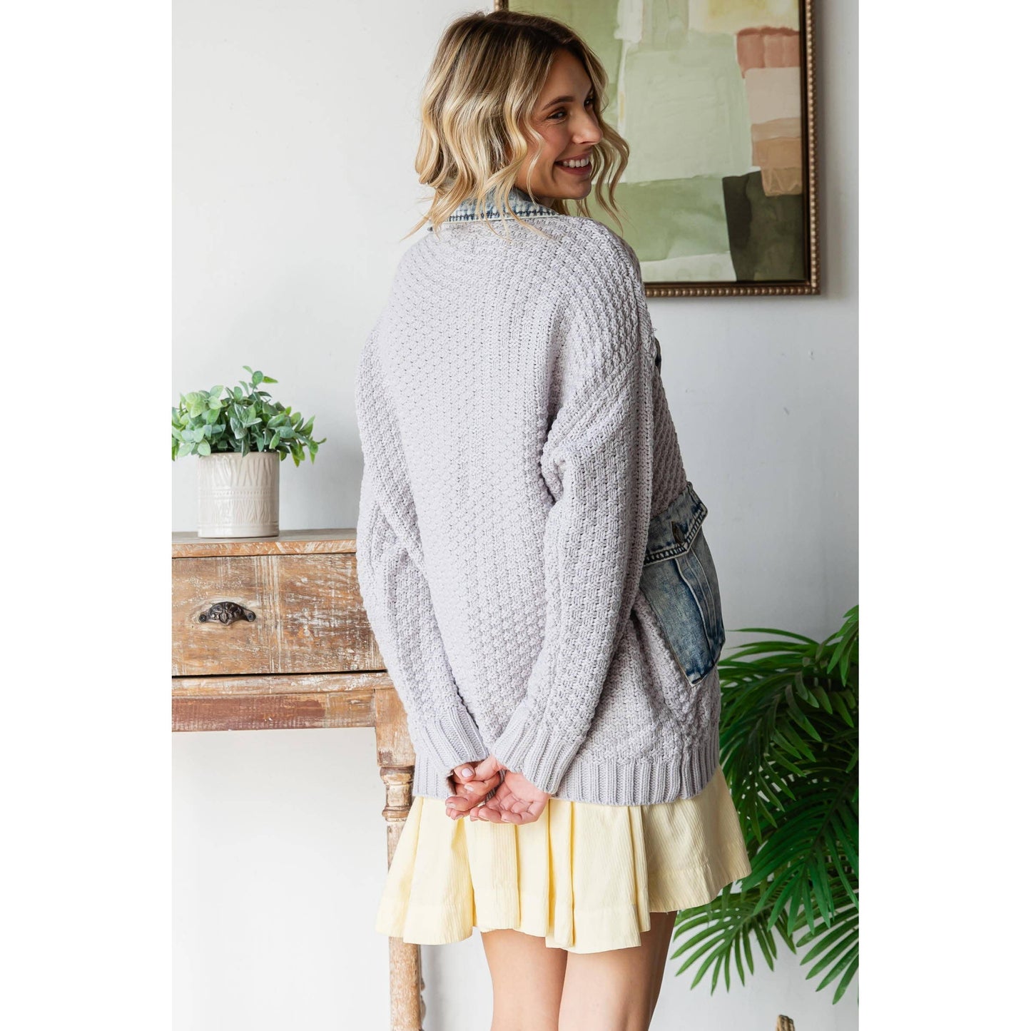 Grey Knit / Denim Jacket