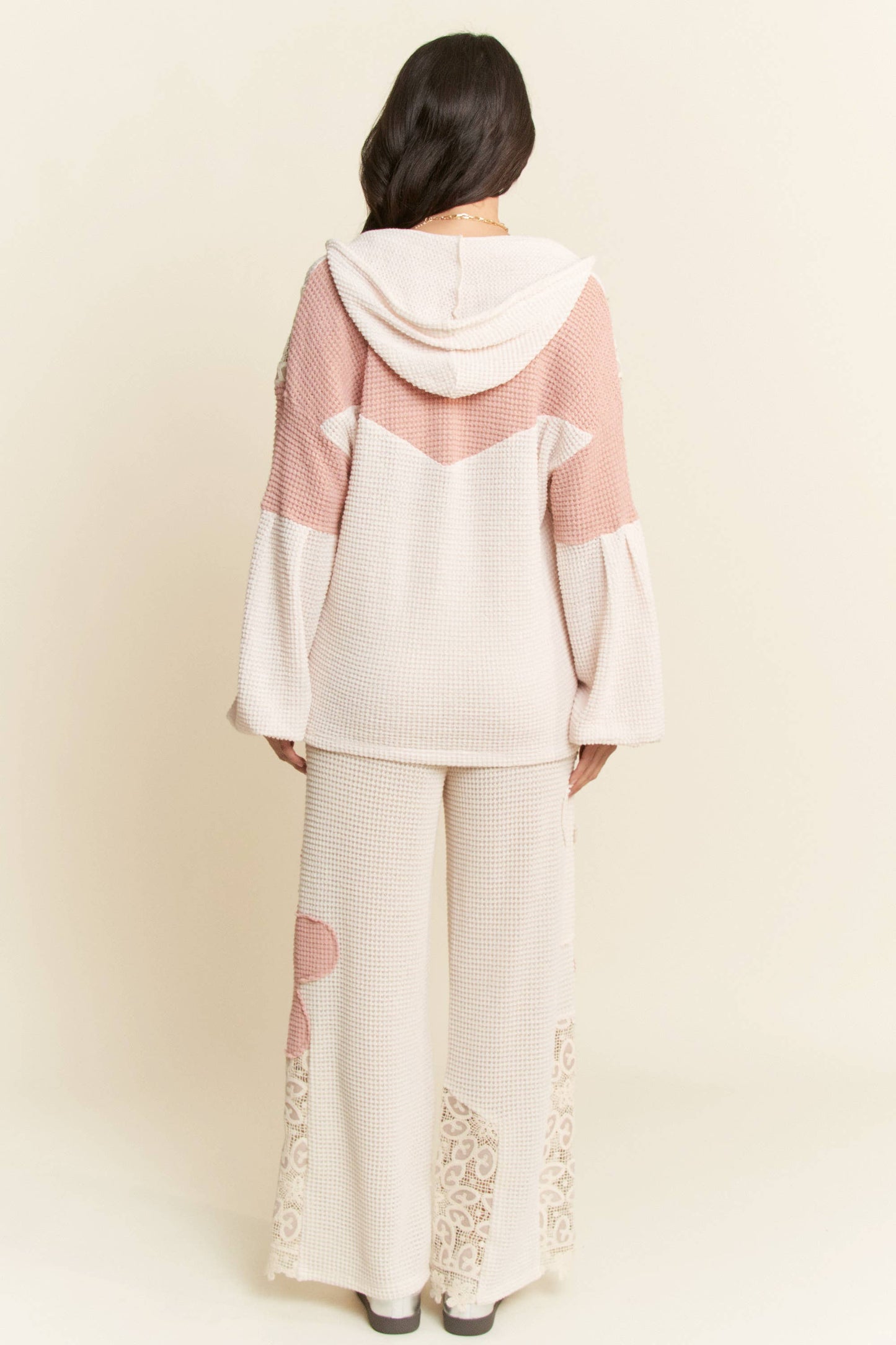 MIX PRINT KNIT WIDE OPENING PANTS: Plus Size Only