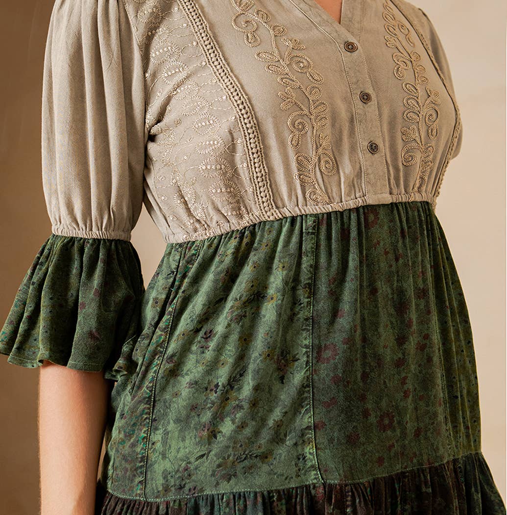 Earthy Boho Tiered Dress : BASIL