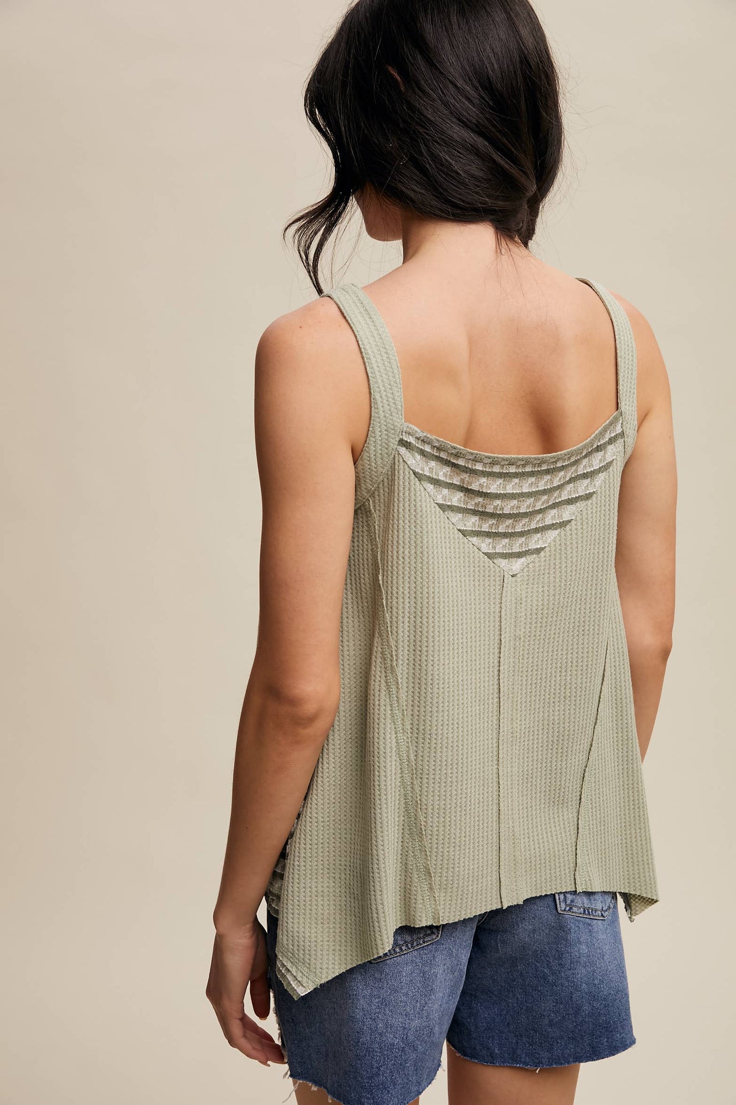 Boho-Inspired Textured Tank Top: Sage