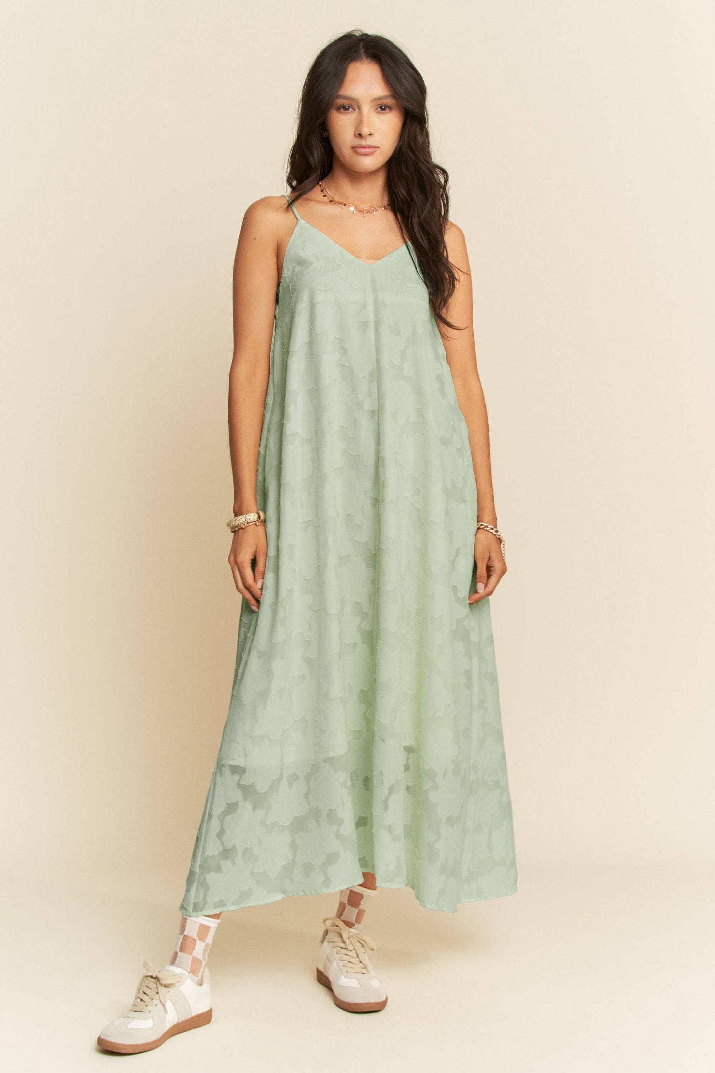 FLORAL EMBROIDERED MAXI SLIP DRESS