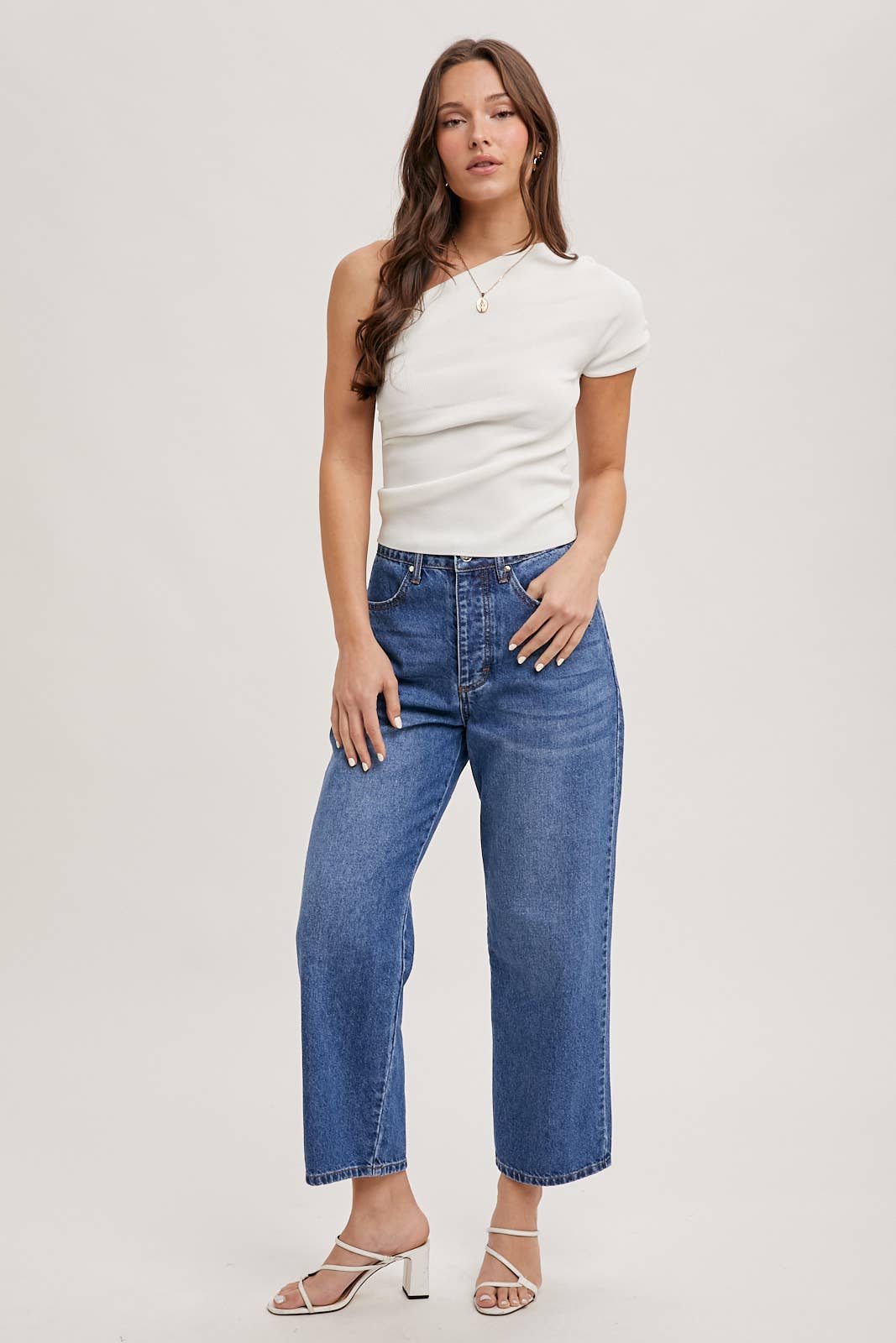 DRAPED ONE SHOULDER KNIT TOP