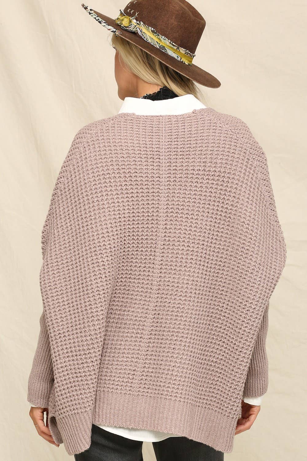 Versatile Waffle-Stitch Open Front Cardigan: Mocha