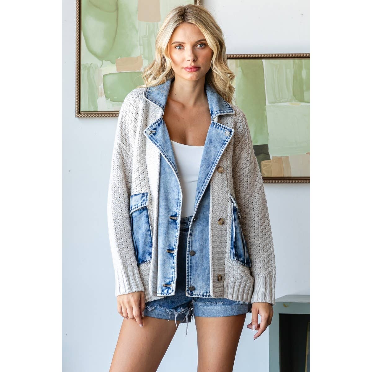 Grey Knit / Denim Jacket