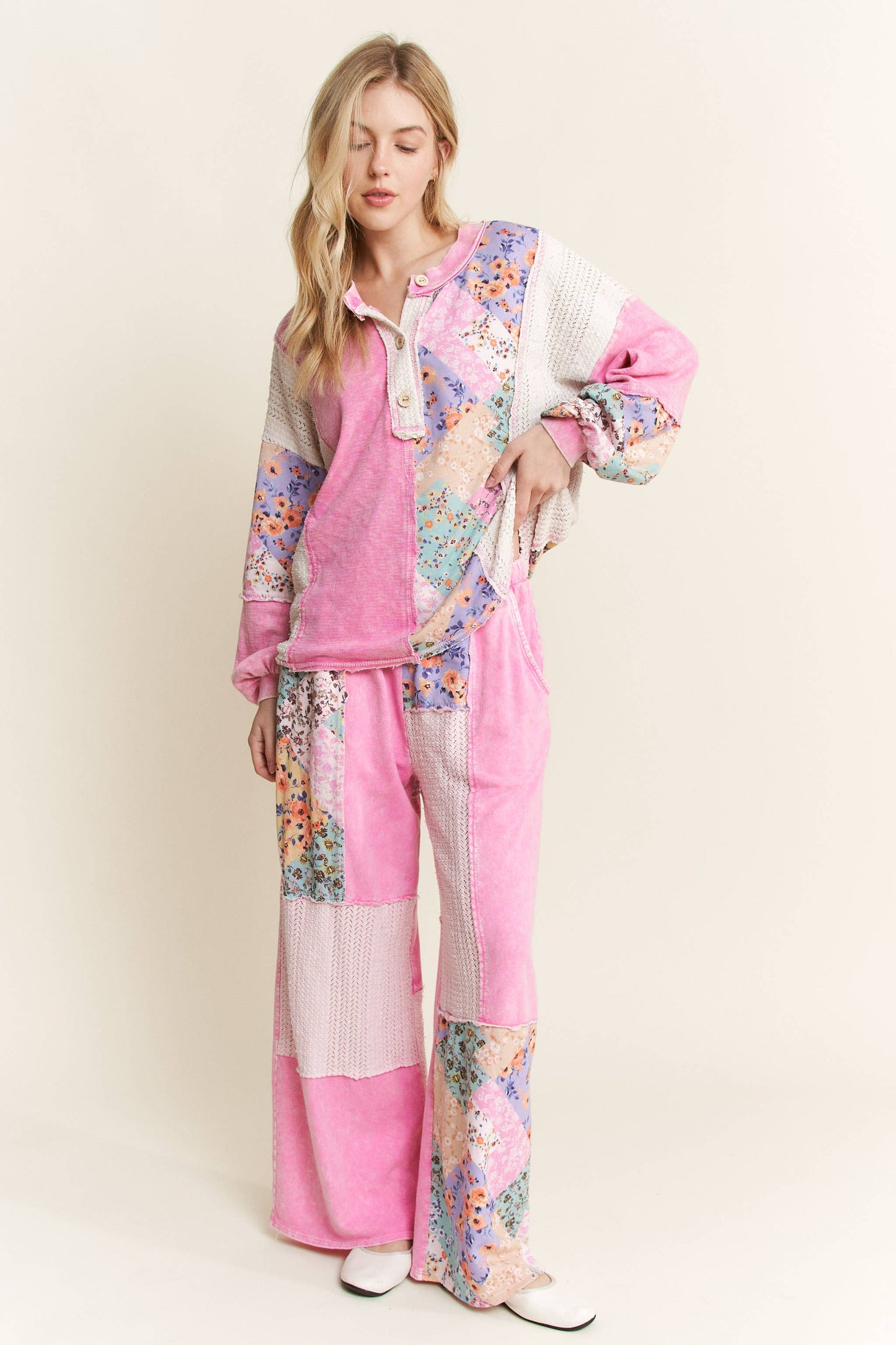 Floral Boho Pants - Bubblegum