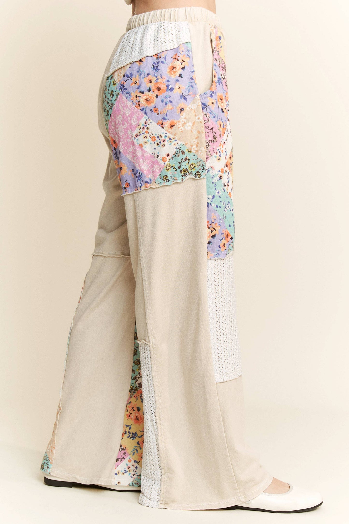 Floral Boho Pants - Natural