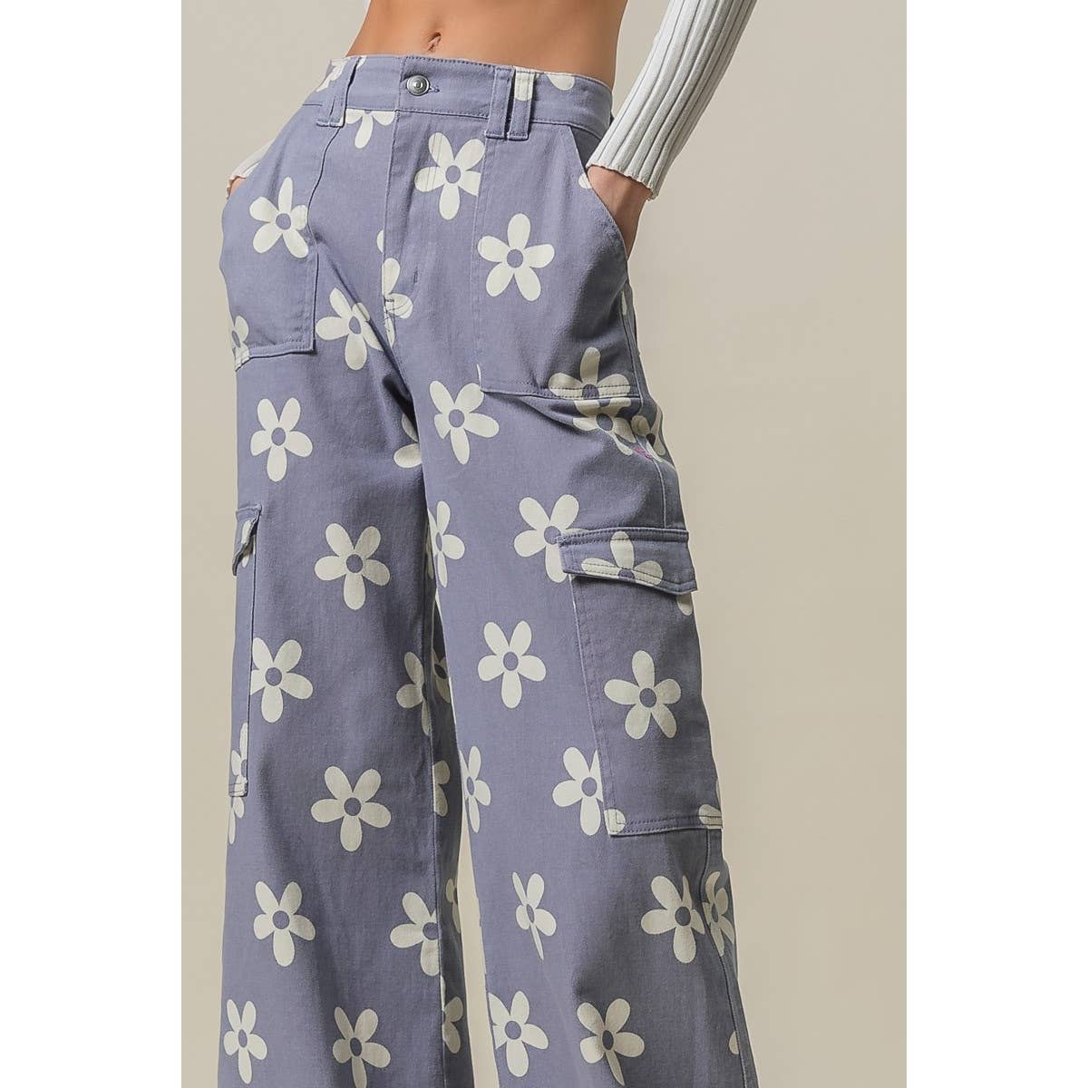 FLOWER PRINTED WIDE PANTS
