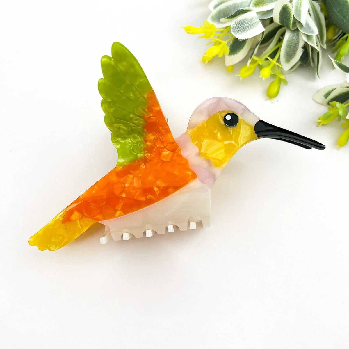 Hummingbird Hair Claw Clip - Orange