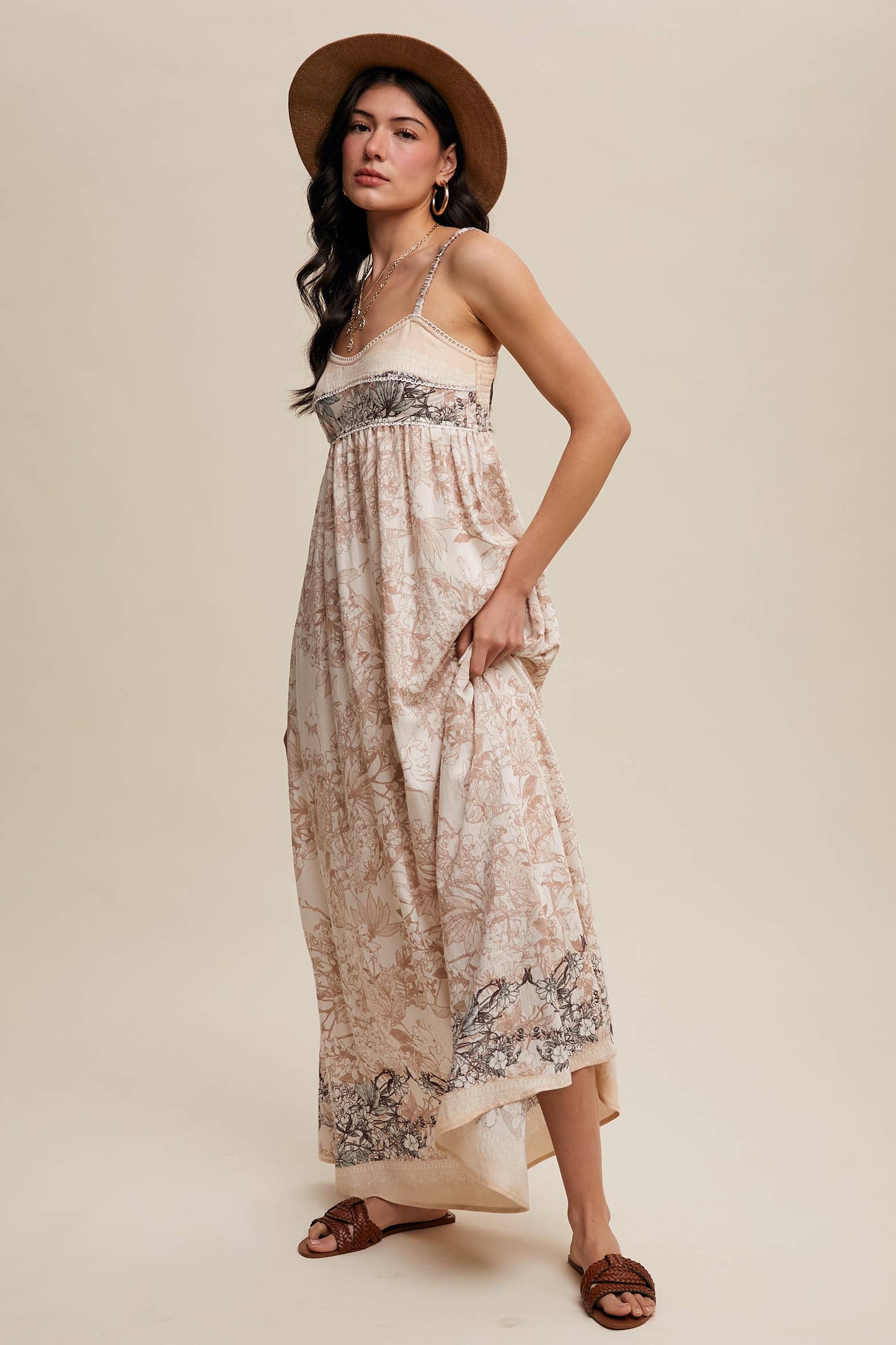 Ethereal Floral Maxi Dress: Champagne