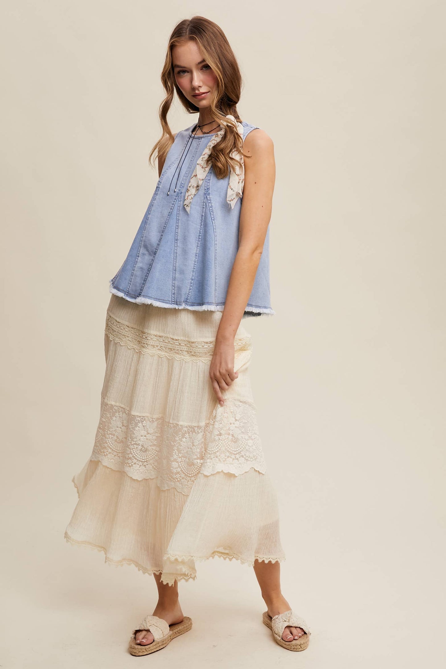 Denim Flare Peplum Top