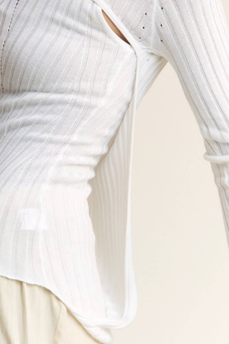Thin Fabric Ribbed Cut-Out Layered Knit Top