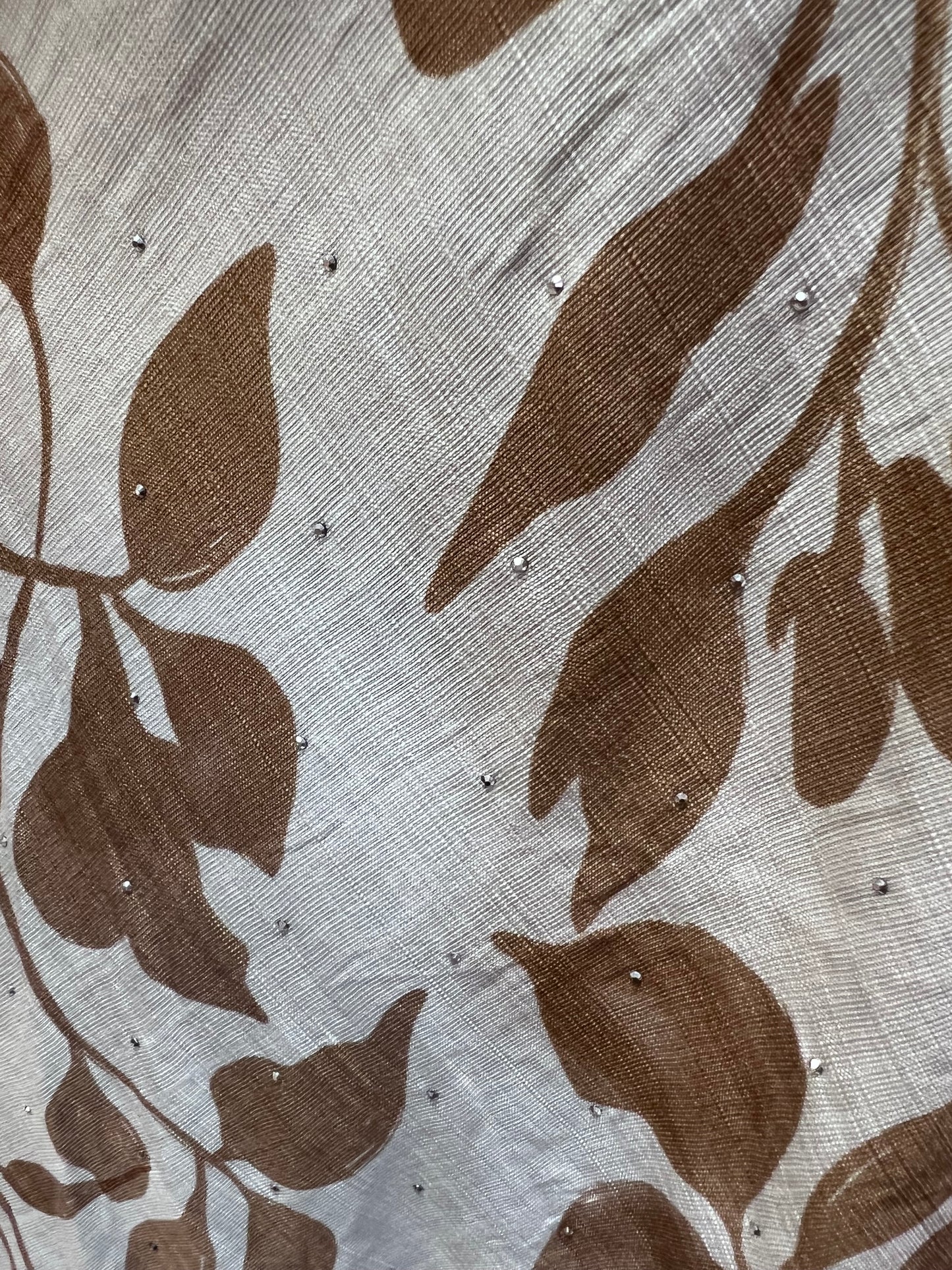 Sparkle Leaf Print Maxi Dress - Brown