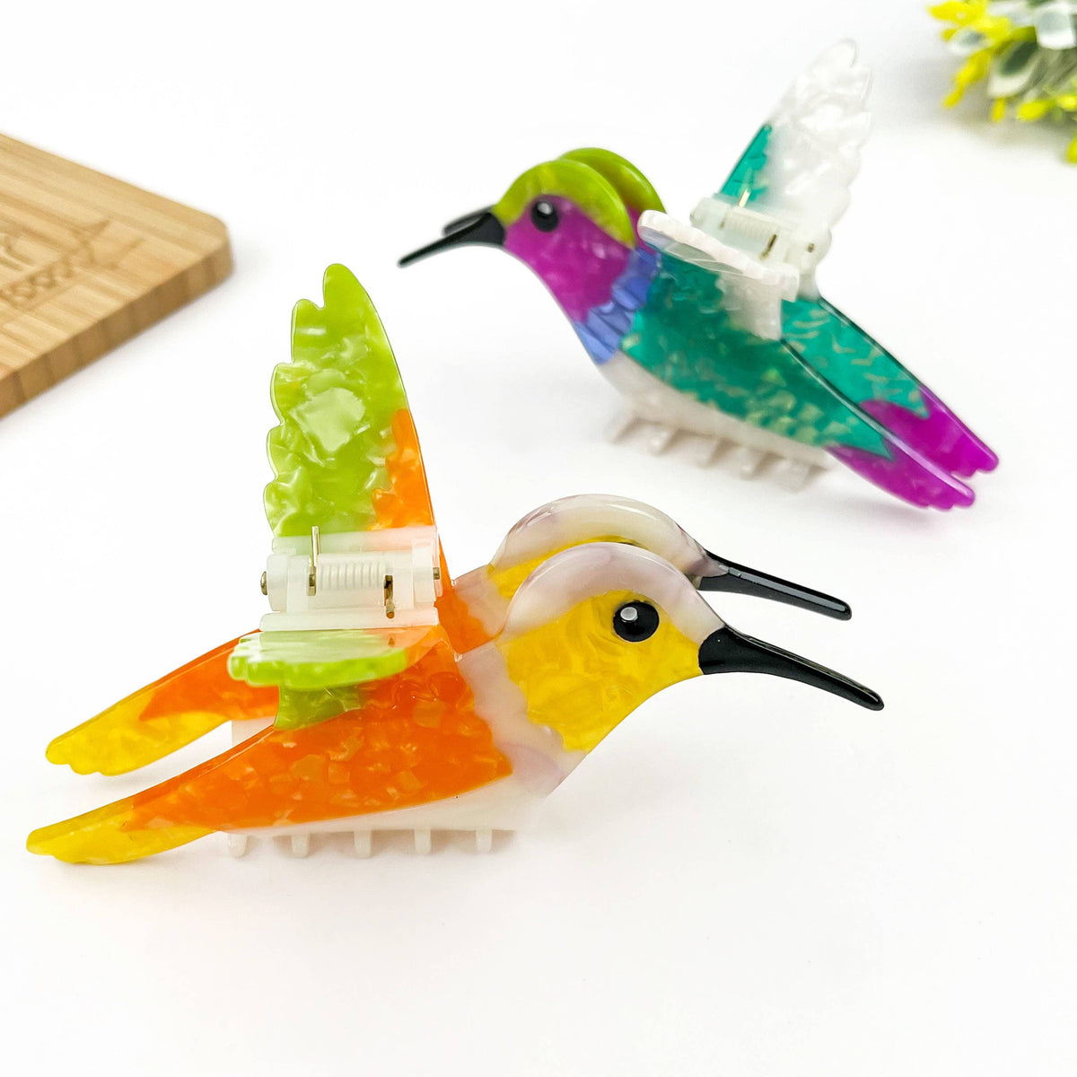 Hummingbird Hair Claw Clip - Orange