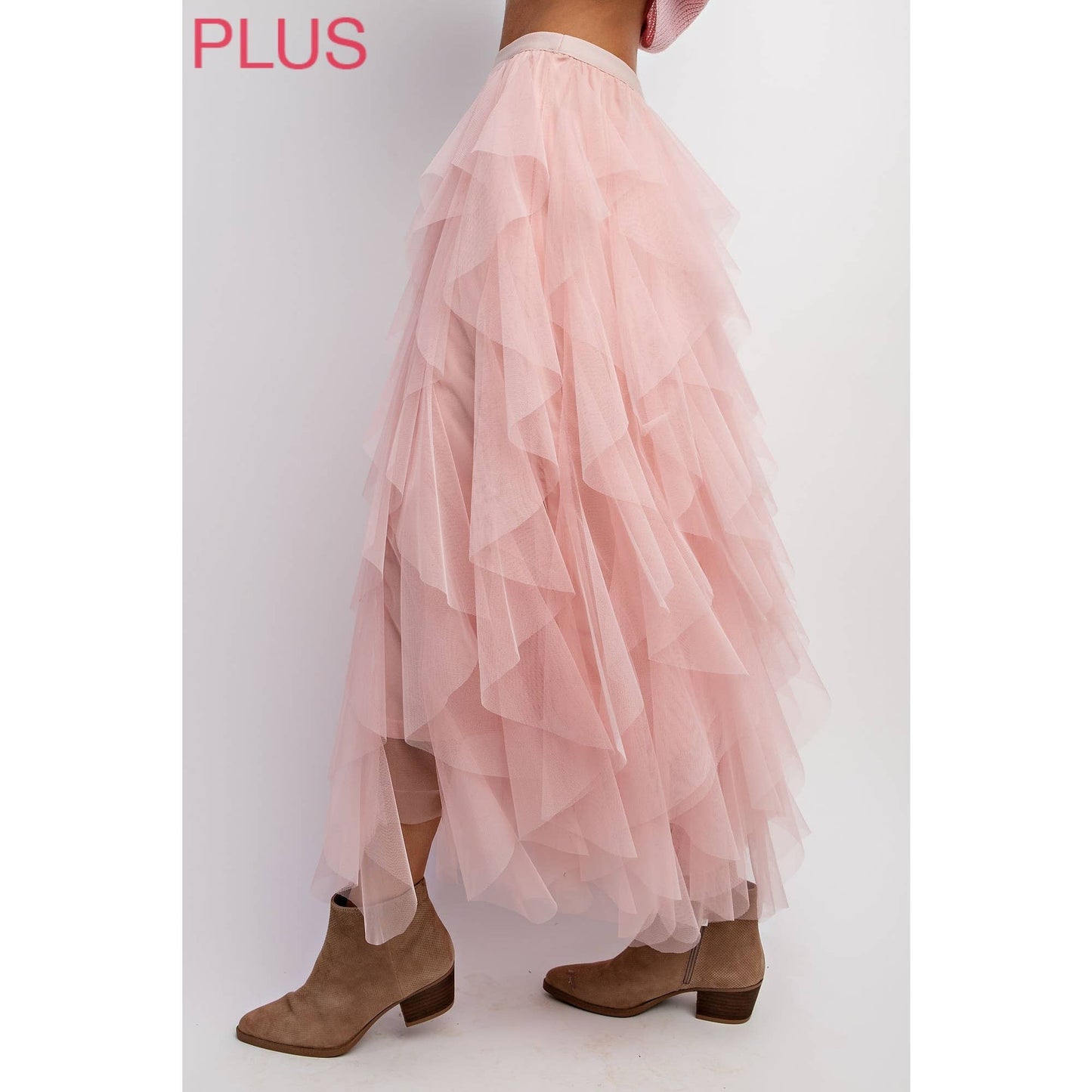 PLUS TULLE MAXI SKIRT: Pink Lady