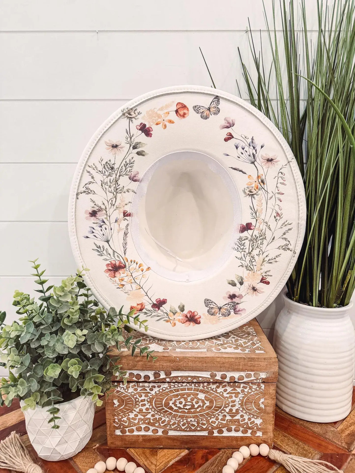 Floral Print Hat: Apricot