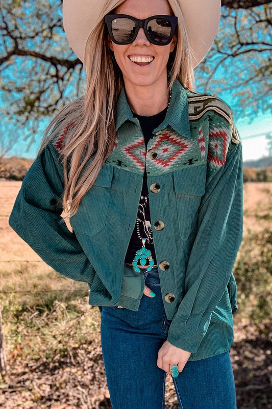 Mix Media Aztec Print "Shacket"