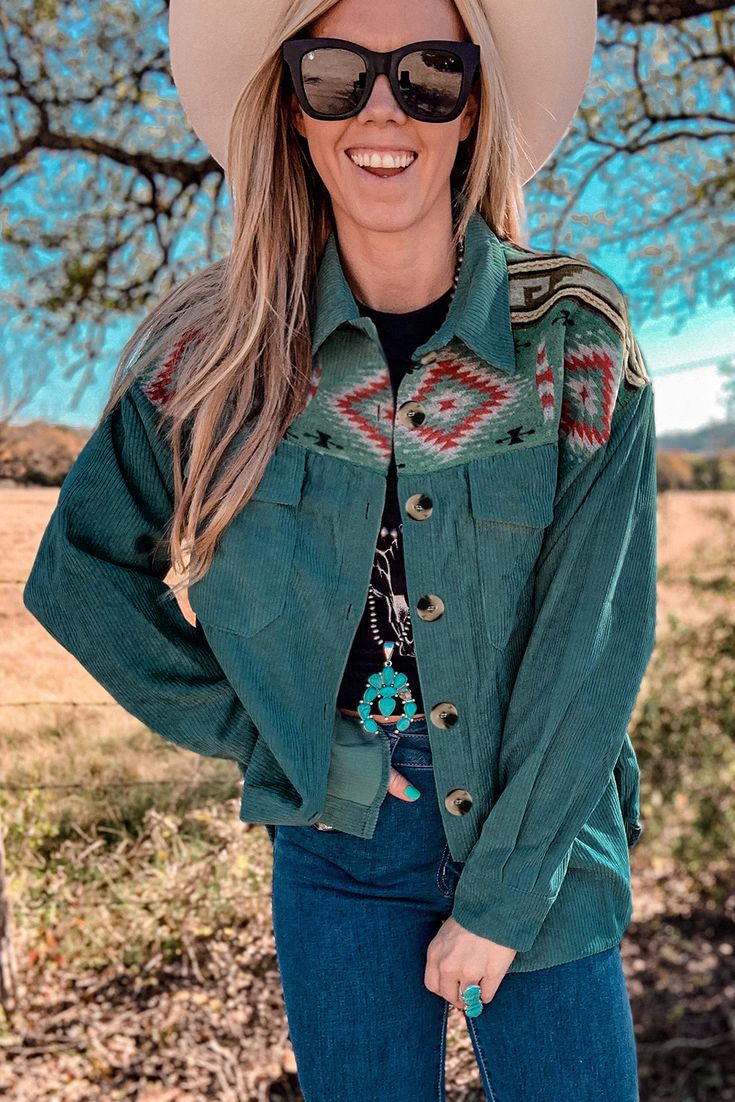 Mix Media Aztec Print "Shacket"