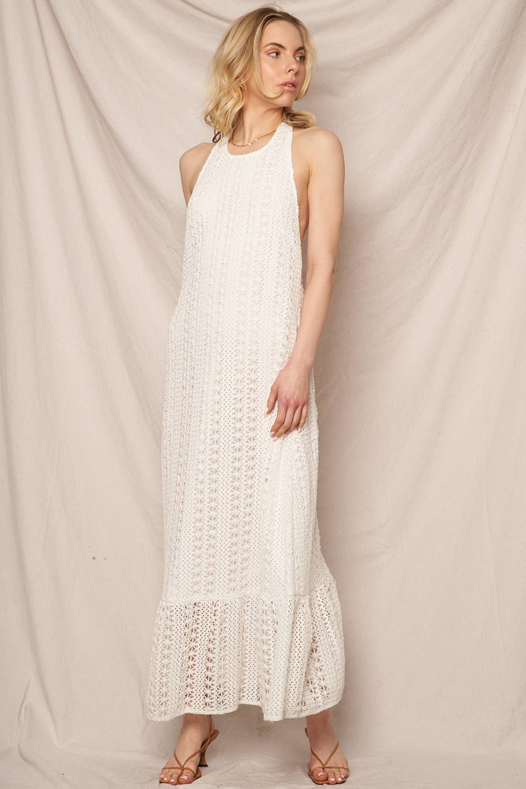 Crochet Halter Neck Maxi Dress