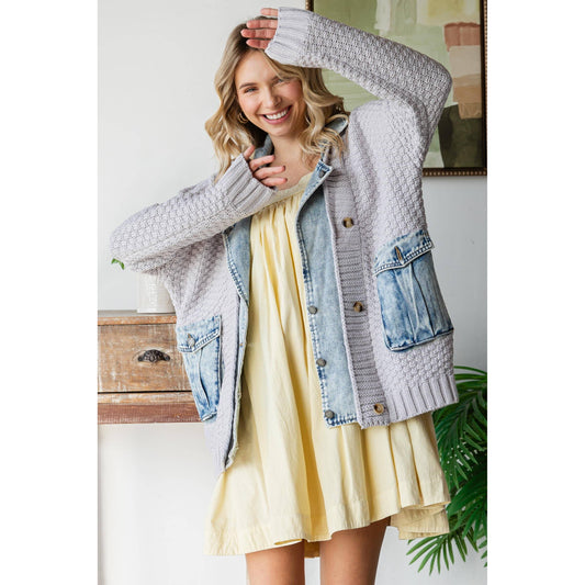 Grey Knit / Denim Jacket