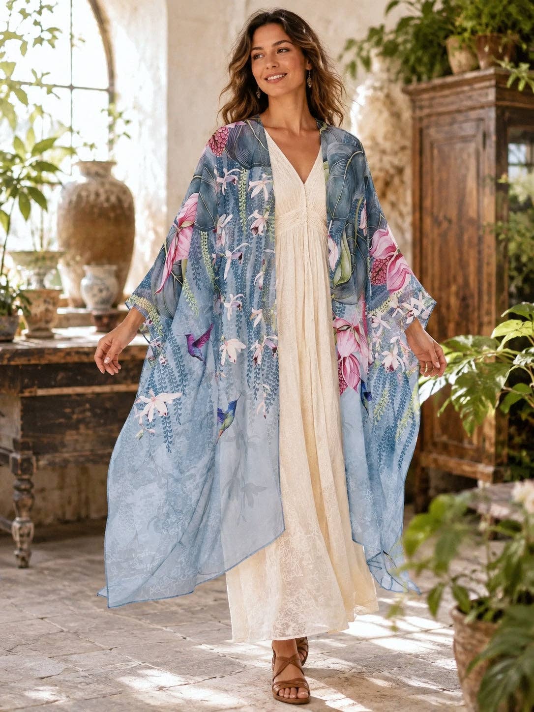 Hummingbird Floral Kimono