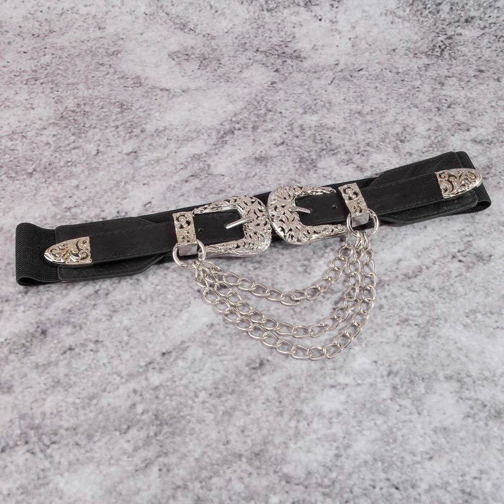 Double Buckle Chain Detail Belt