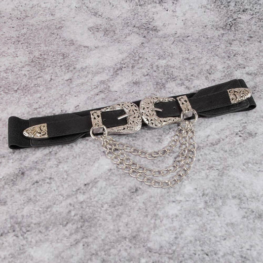 Double Buckle Chain Detail Belt