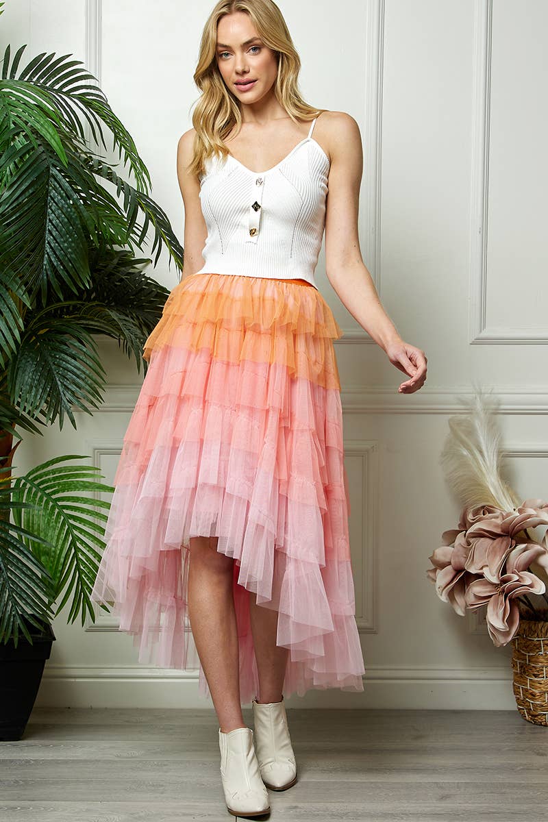 High Low Tiered Tulle Skirt: One Size