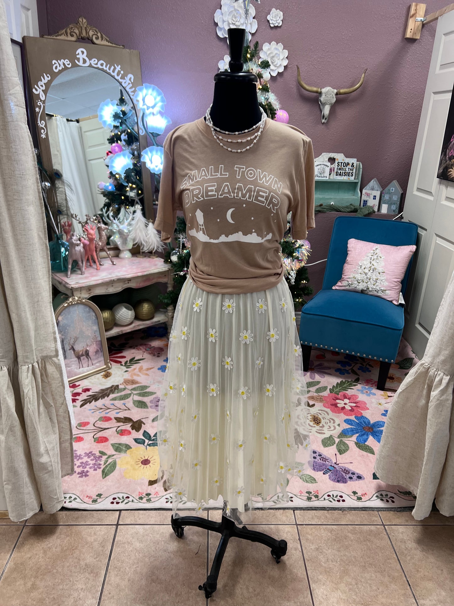 Ivory Embrd. Tulle Skirt