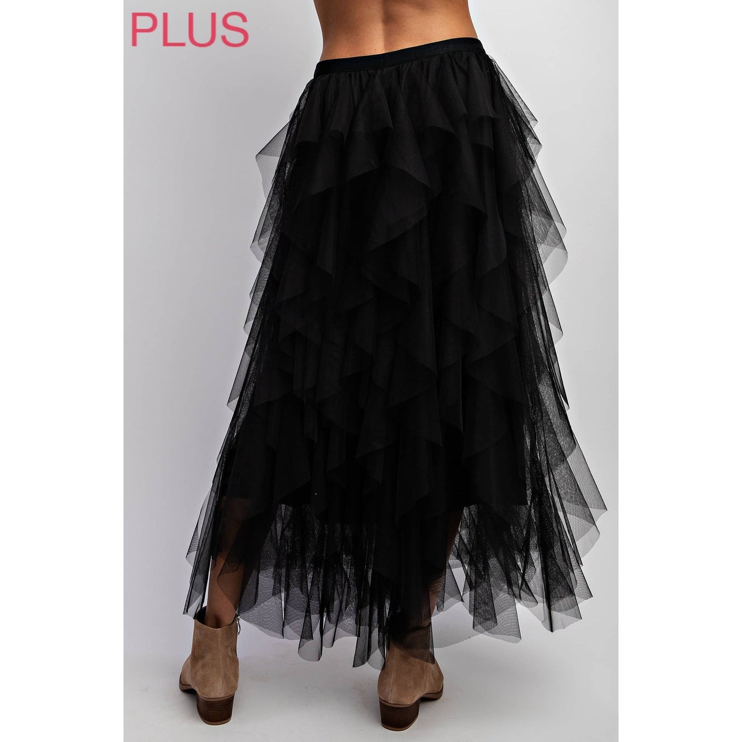 PLUS TULLE MAXI SKIRT: Black