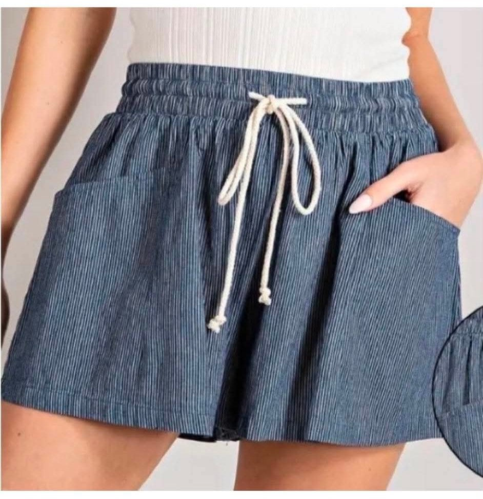 Plus - Blue Stripe Shorts