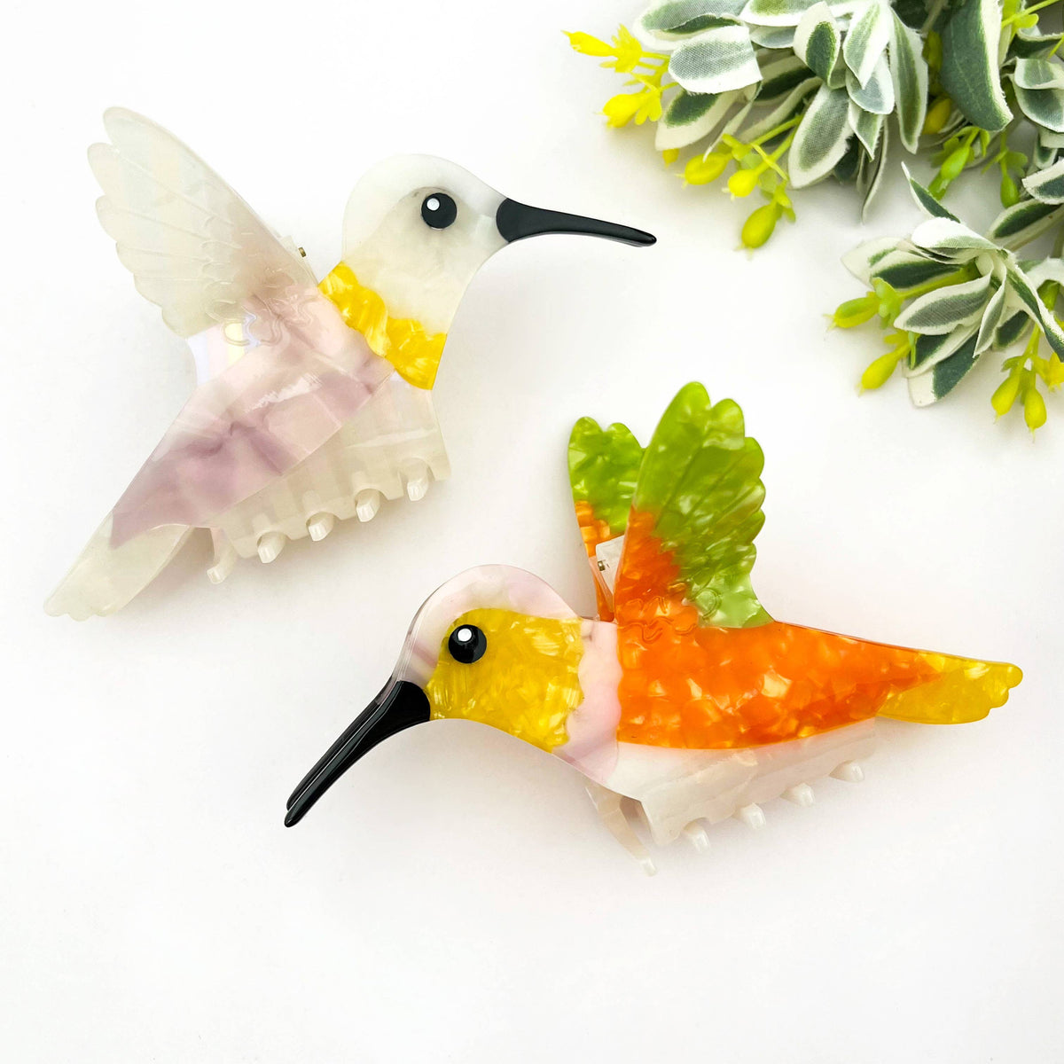 Hummingbird Hair Claw Clip - Orange