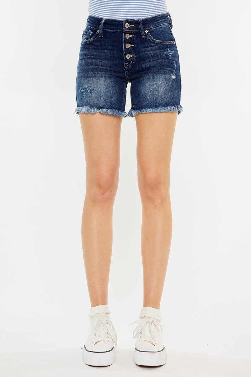 MID RISE BUTTON UP DENIM SHORTS