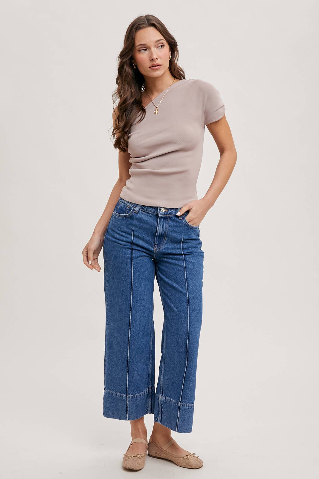 ONE SHOULDER KNIT TOP: BIRCH