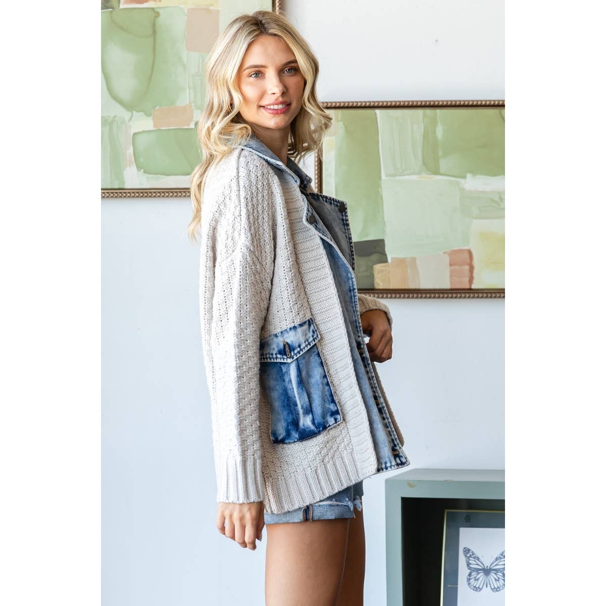 Grey Knit / Denim Jacket