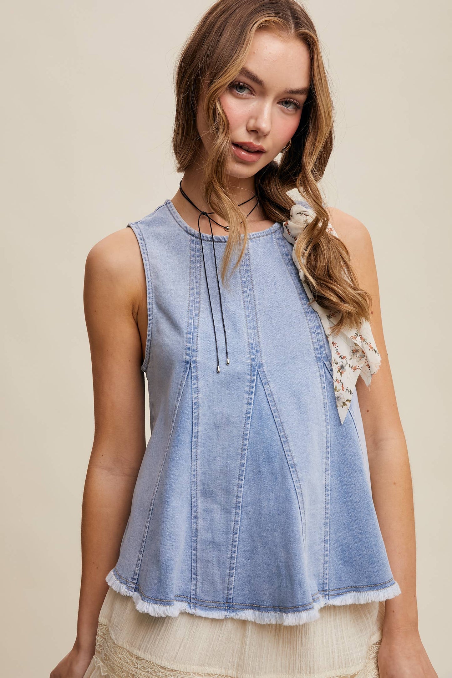 Denim Flare Peplum Top