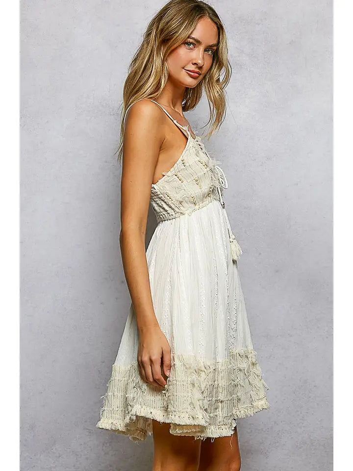 Tassel Trim Mini Dress