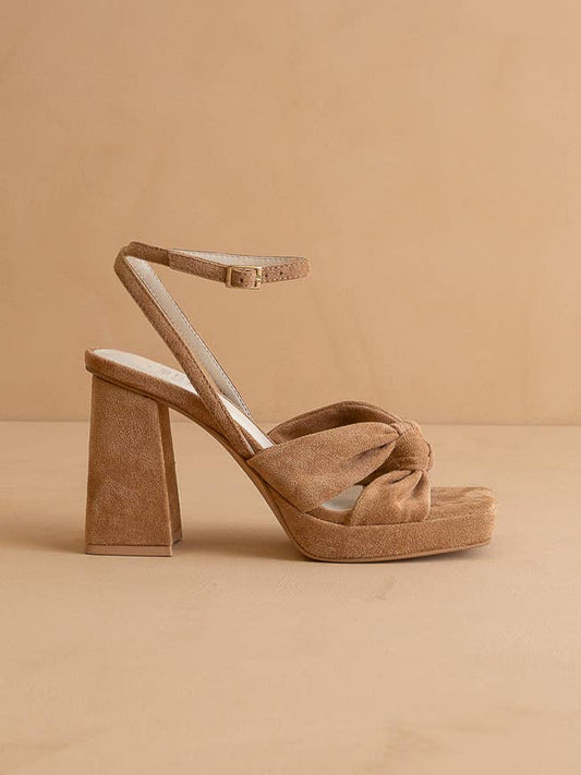 Knotted Band Platform Heel: Almond