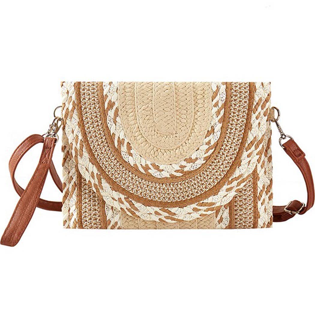 MULTI PATTERN STRAW CLUTCH & CROSSBODY BAG: BG