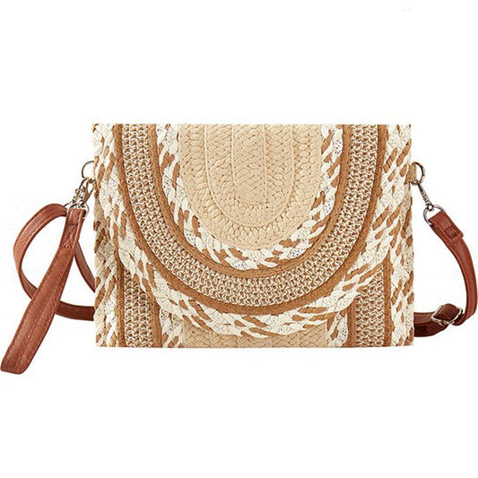 MULTI PATTERN STRAW CLUTCH & CROSSBODY BAG: BG