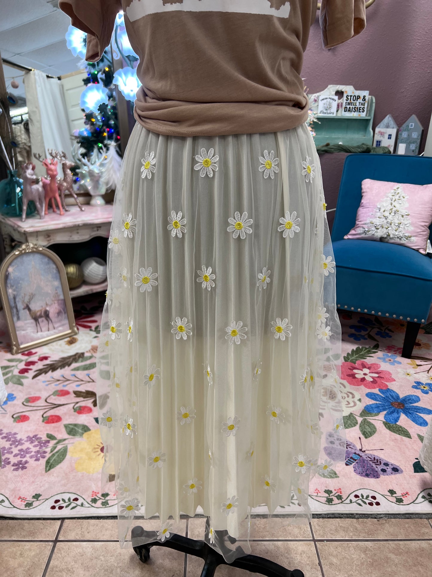 Ivory Embrd. Tulle Skirt