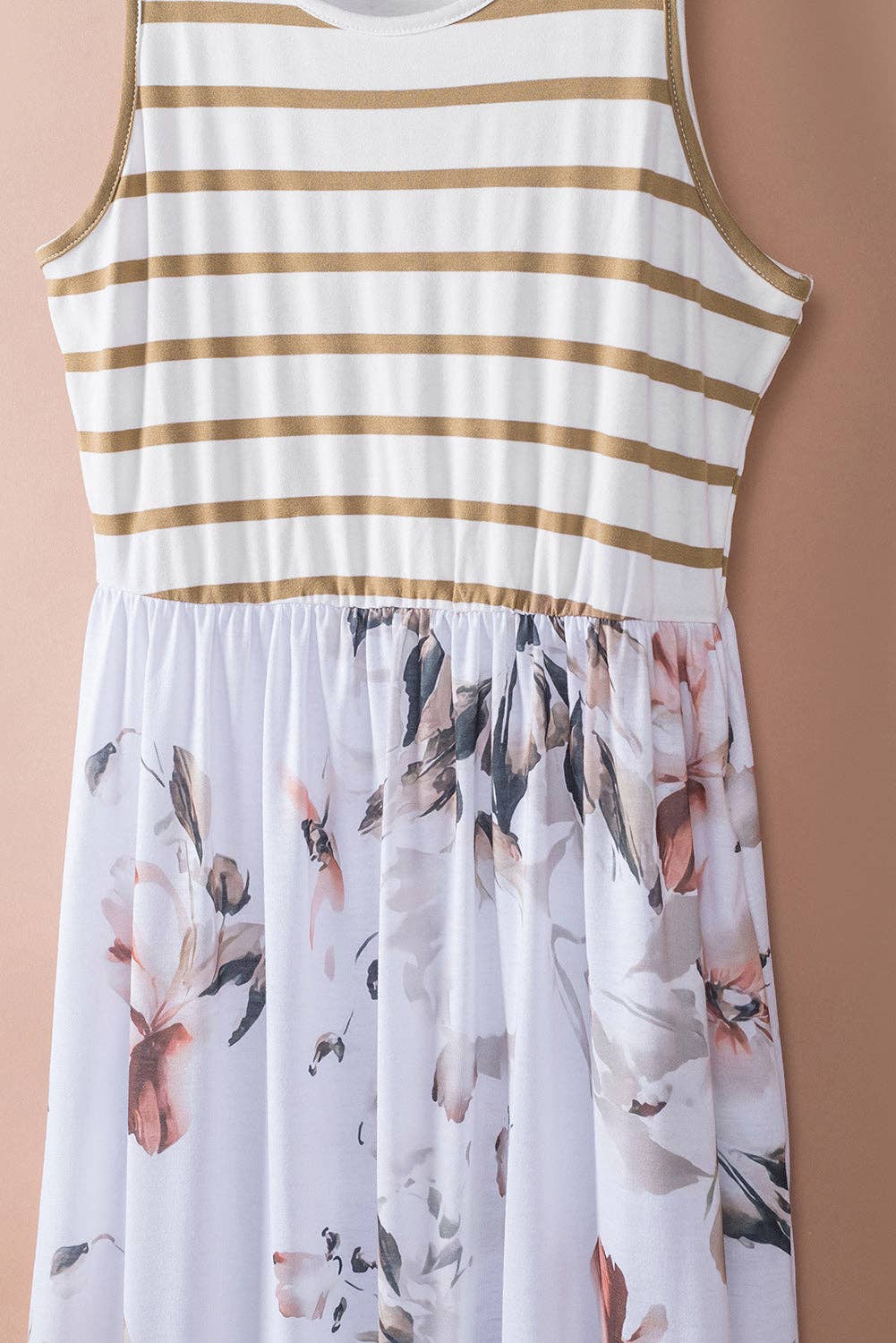 Striped Floral Print Maxi Dress