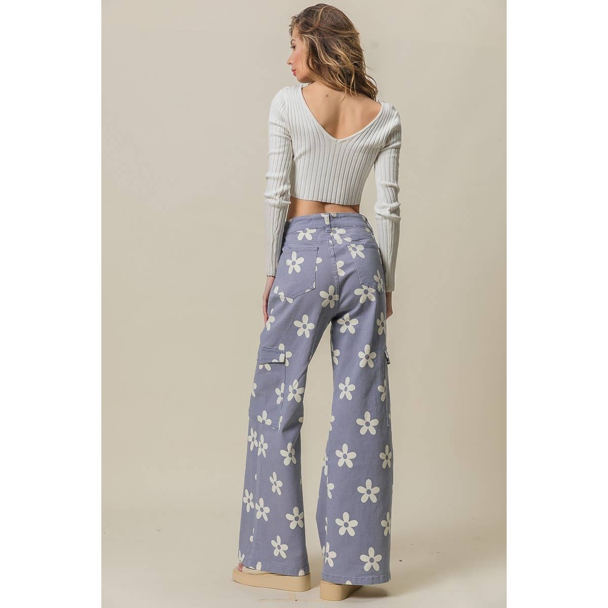 FLOWER PRINTED WIDE PANTS