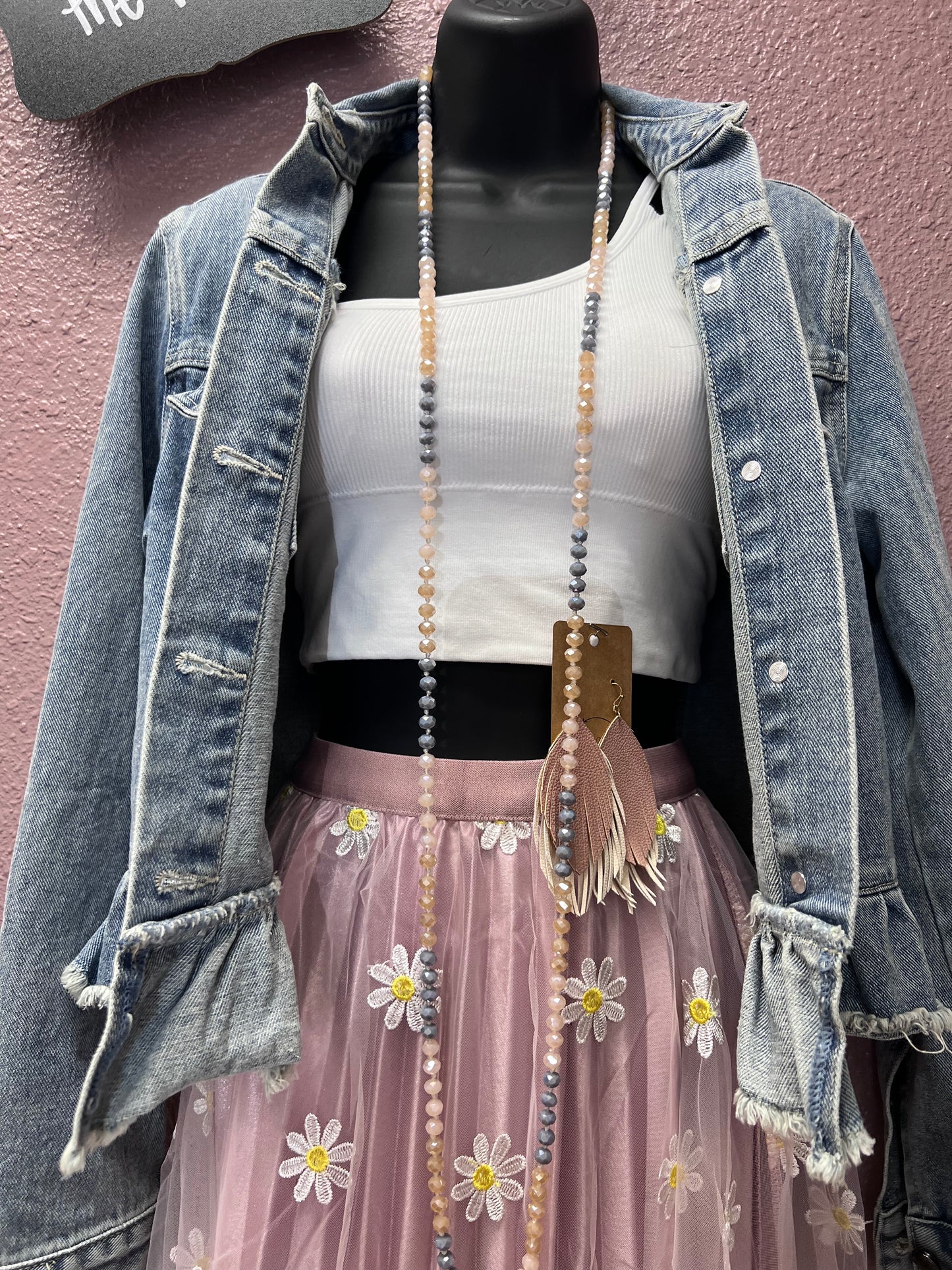 Pink Embrd. Tulle Skirt